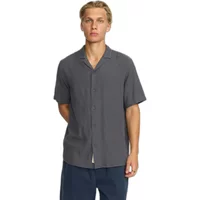 Gray Cuban Cotton Shirt by Revolution, short-sleeve, button-up, with a relaxed fit and a classic collar.