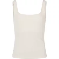 Cream-colored women's tank top, square neckline, sleeveless, fitted design by Protest.