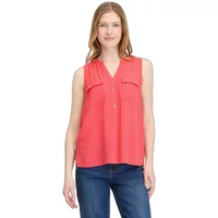 Pink Ragwear Romanna women's tank top with V-neck, button details, and chest pockets.