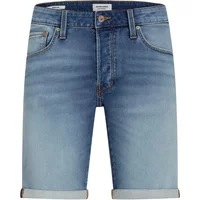 Denim shorts Jack & Jones Rick Icon GE 129, light blue wash, rolled cuffs, classic five-pocket design.