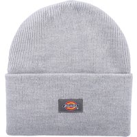 Gray Dickies acrylic cuffed beanie with ribbed texture and logo patch on the cuff.
