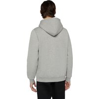 Gray Dickies hoodie, large size, featuring a drawstring hood and ribbed cuffs, viewed from the back.