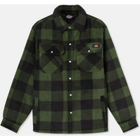 Green plaid Dickies Portland shirt, button-up, long sleeves, chest pockets with flaps, medium size.
