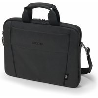 Black Dicota Eco Slim Case BASE 15.6" laptop bag with top handles, front pocket, and adjustable shoulder strap.