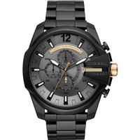Black Diesel DZ4479 Chief men's watch with a large round face, gold accents, and a black stainless steel band.