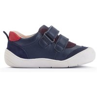 Navy multi leather casual trainers with rip-tape straps, red heel accent, and white sole by Start-Rite Shoes.