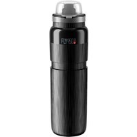 Black Elite Fly MTB water bottle, 950ml, sleek design with gray cap and Fly950 logo.