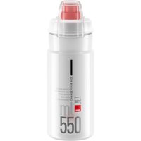 Clear Elite Jet biodegradable MTB water bottle, 550ml, with red cap and black text detailing.