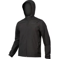 Black Endura Hummvee windproof shell jacket with hood, full zip, and subtle logo on chest.