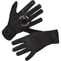 Black Endura MT500 waterproof cycling gloves with long fingers, textured grip, and logo detailing on the back.