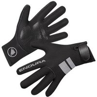 Black Endura Nemo Kids Long Finger Cycling Gloves with Velcro strap, reflective stripes, and textured palm grip.