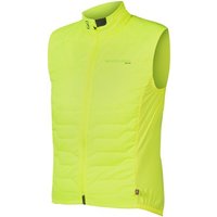 Neon yellow Endura Pro SL Primaloft Cycling Gilet II, sleeveless with high collar and front zipper.
