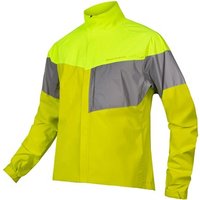 Yellow and gray Endura Urban Luminite Cycling Jacket II with high collar and reflective accents.