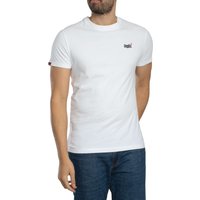 White Superdry Essential Contrast EMB T-Shirt with small embroidered logo on chest, short sleeves, and crew neck.