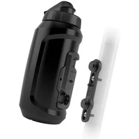 Solid black Fidlock Twist 750ml compact bottle with bike base, featuring a sleek design and secure mounting system.