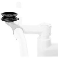 Black Fidlock Vacuum Turn Base for GPS Mount on a white handlebar, featuring a circular magnetic attachment point.