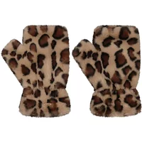 Leopard print fingerless gloves for women, faux fur texture, by Barts Britamu.