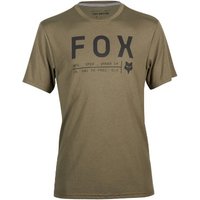 Olive green Fox Clothing tech tee with "FOX" in bold black letters and small fox logo on chest.
