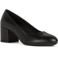 Black Geox women's D ELEANA A shoes with low block heel and rounded toe.