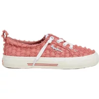 Pink textured Pepe Jeans Kenton Alize trainers with white laces and rubber sole.