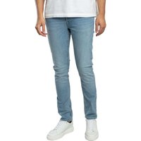 Light blue slim-fit jeans by Jack & Jones, featuring a classic five-pocket design and subtle fading on the thighs.