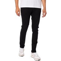 Black slim-fit jeans by Jack & Jones, featuring a tapered leg and classic five-pocket design.
