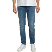 Blue slim-fit jeans by jack & jones, featuring a faded wash and classic five-pocket design.