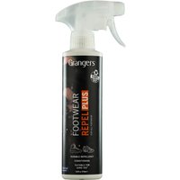 Grangers Footwear Repel Plus Spray, black bottle with white trigger nozzle, 275ml, orange and white text.