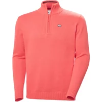 Coral Helly Hansen Smoegen half-zip sweater with ribbed cuffs and hem, featuring a small logo on the chest.