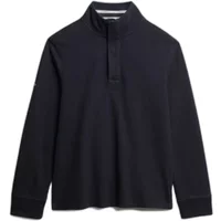 Black half zip sweatshirt, Superdry Cotton Classics Jersey Henley, with high collar and long sleeves.