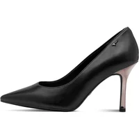 Black Tamaris 1-22447-46 heels with pointed toe and metallic stiletto heel.