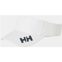 White Helly Hansen Crew Visor 2.0 with black "HH" logo on the front, curved brim, and adjustable back strap.