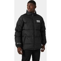 Black Helly Hansen reversible jacket, padded with high collar, HH logo on chest, medium size.