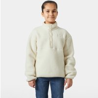 White Helly Hansen juniors' Frosty Pile sweater, size 14, with quarter-zip and high collar, worn by a child.