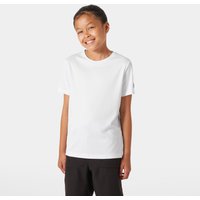 White Helly Hansen juniors' tech t-shirt, short sleeves, crew neck, worn by a child, size 12.