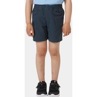 Navy Helly Hansen kids' cargo shorts with elastic waistband and side pockets.