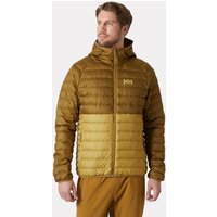 Brown Helly Hansen hooded insulator jacket with quilted design and logo on chest, size S.