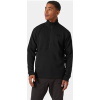 Black Helly Hansen men's midlayer with 1/2 zip, high collar, and small logo on chest.