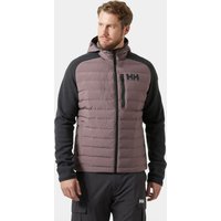 Grey Helly Hansen men's jacket, quilted front, black sleeves, hooded, with HH logo on chest, size XL.