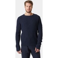 Navy Helly Hansen men's Arctic Rigging sweater, ribbed texture, crew neck, long sleeves, size L.