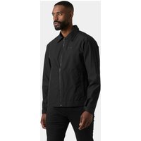 Black Helly Hansen men's coach jacket, size S, with front zipper, collared neck, and subtle logo on chest.