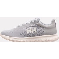 Grey Helly Hansen men's athletic shoes, mesh upper, white sole, lace-up, size 11.5, with HH logo on side.