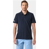 Navy Helly Hansen men's polo shirt, short sleeves, buttoned collar, white logo on sleeve, size L.
