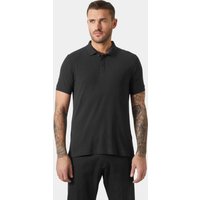 Black Helly Hansen men's polo, short-sleeved, quick-dry fabric, classic collar, size L.