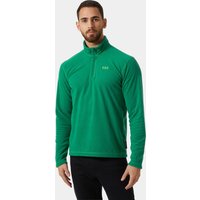 Green Helly Hansen men's fleece with 1/2 zip, high collar, and embroidered logo on chest, size L.