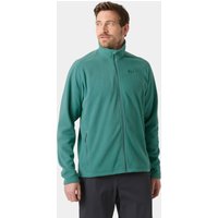 Green Helly Hansen men's full zip fleece jacket with high collar and side pockets, size L.