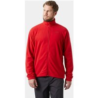 Red Helly Hansen men's full zip fleece jacket with high collar, long sleeves, and embroidered logo on chest, size M.