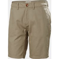 Beige Helly Hansen men's dock shorts, size 34, with button closure and side pockets.