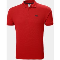 Red Helly Hansen men's polo shirt, quick-dry fabric, short sleeves, buttoned collar, size L.