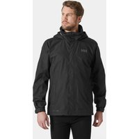 Black Helly Hansen men's rain jacket, 3XL, with hood, zip front, and adjustable cuffs.